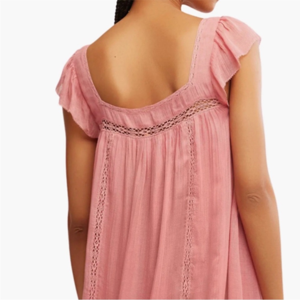 Free People Olivia Gauze Babydoll Dress in Flamingo Pink Size SM  $128 MSRP NWT - Picture 8 of 10